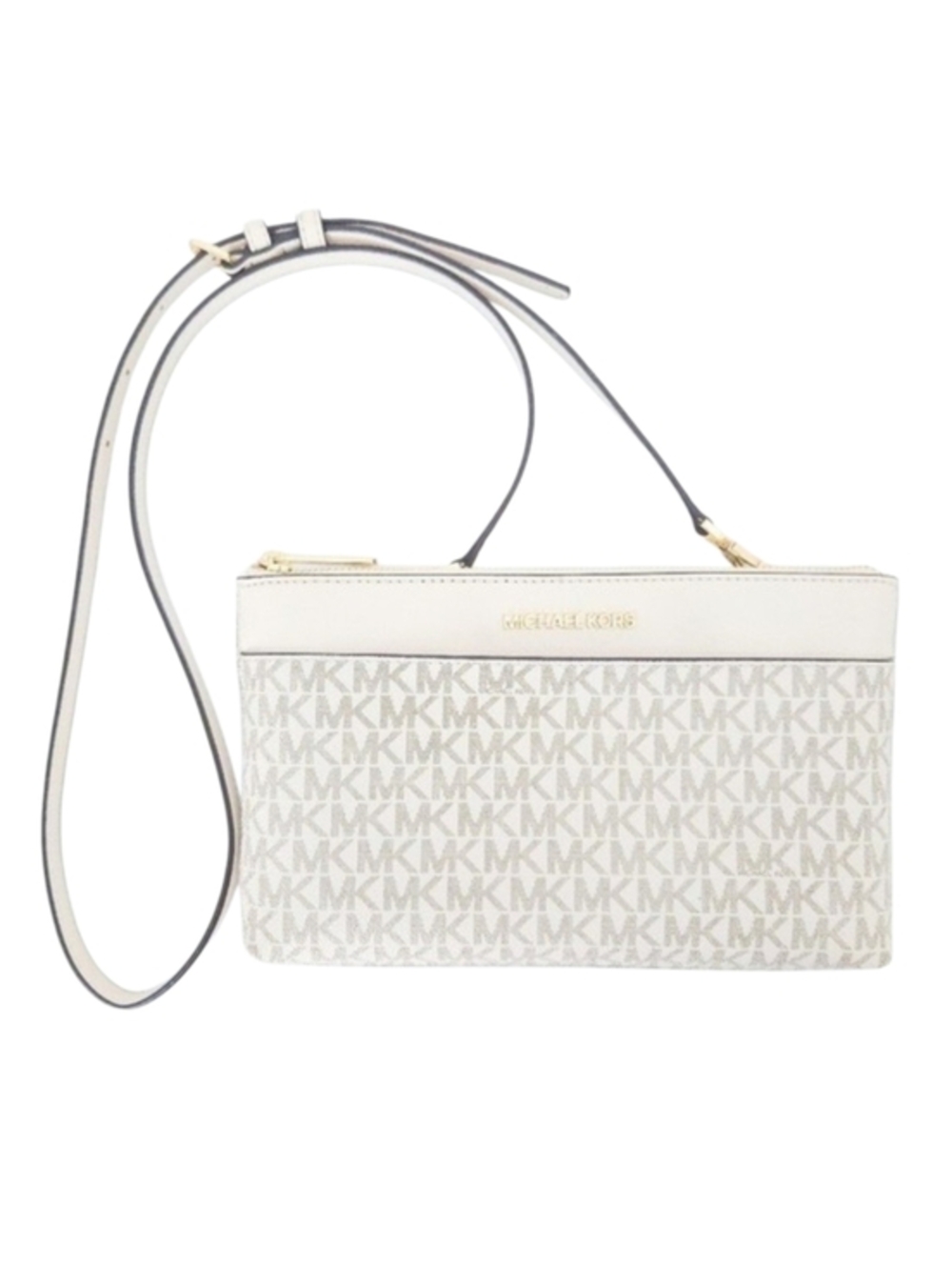 Michael Kors Cream White Pebble Coated Leather‎ Jet Set Crossbody Handbag w COA